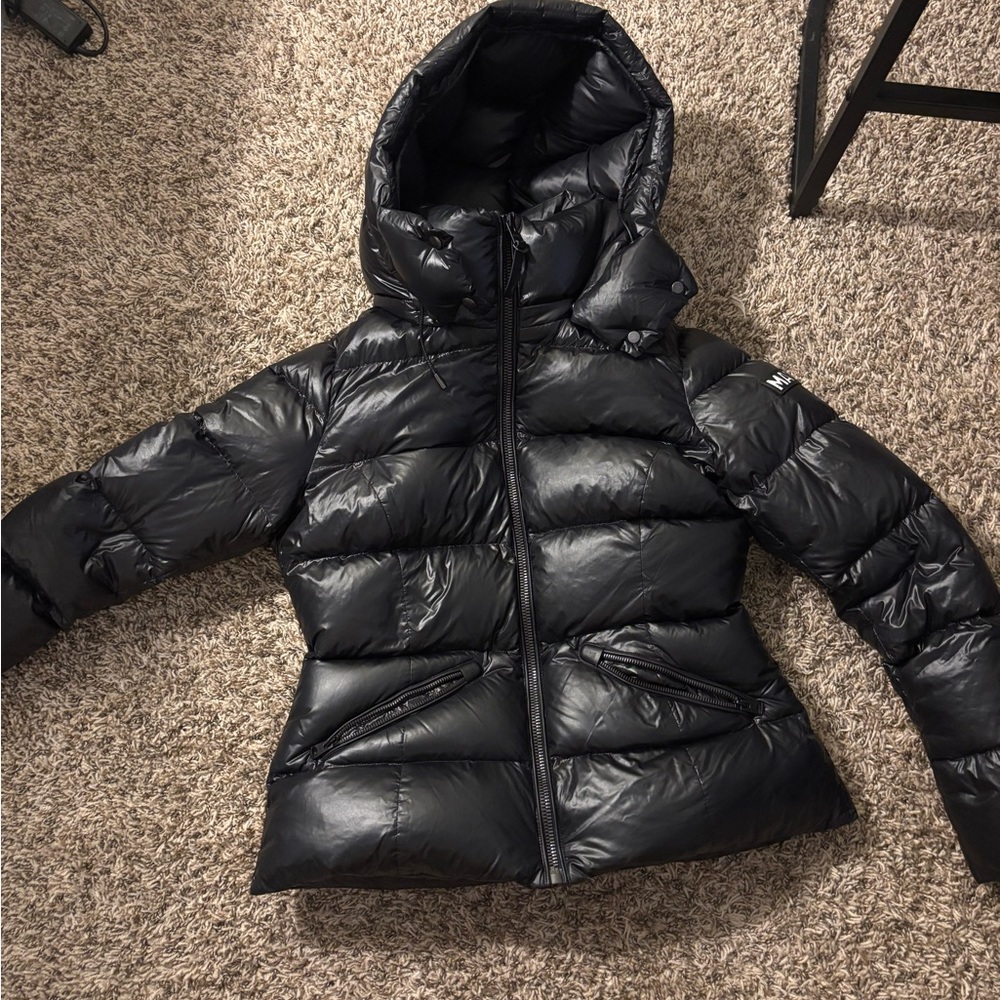 Mackage Glossy Black Hooded Puffer Coat